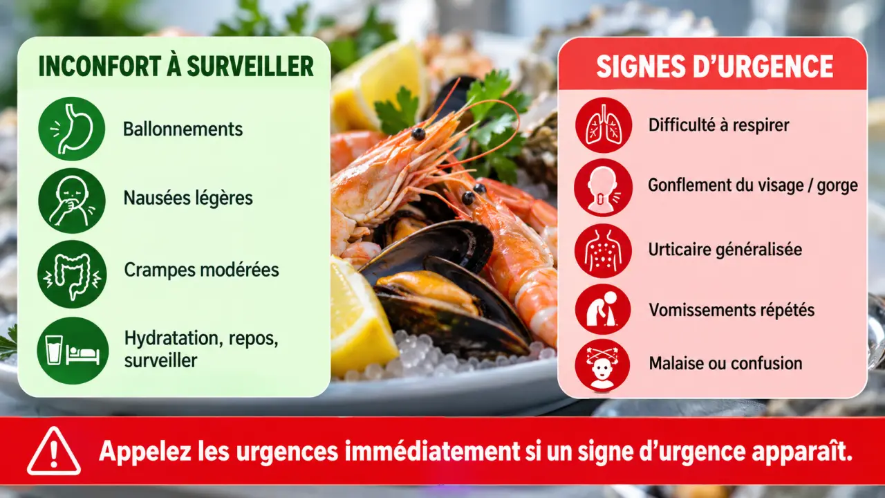 Mauvaise digestion après des fruits de mer : distinguer l’inconfort des signes d’urgence